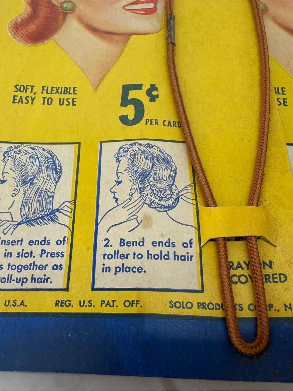 3 Vintage 1940s SOLO Comfy Hair Rollers NOS 5¢ Cards Victory Rolls USA